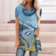 thumbnail image 1 of Puntoco Moda Mujer Verano Cuello Redondo Manga Corta Estampado Casual Camiseta Blusa Puntoco Puntoco-5212, 1 of 5