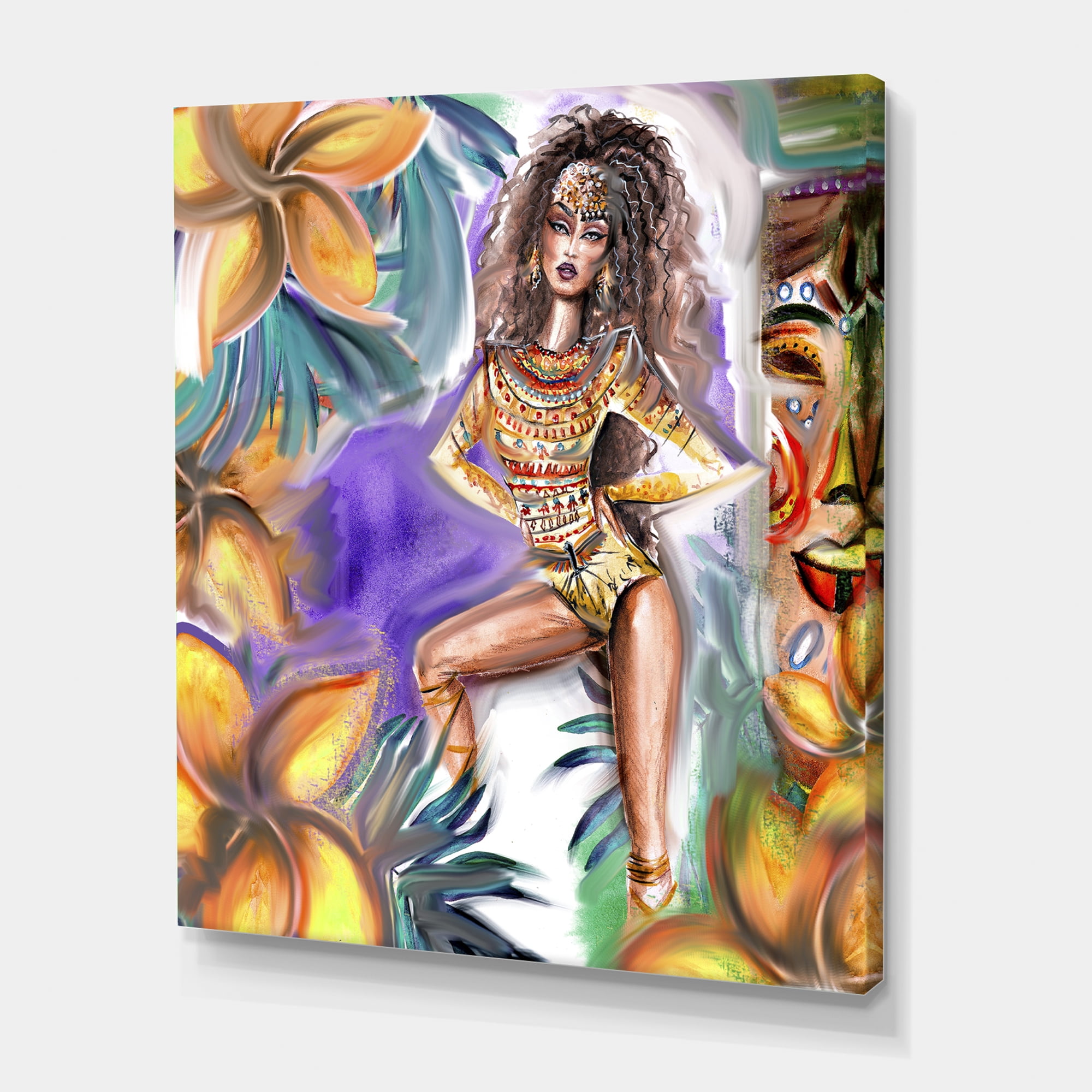 Designart ' Tropical Amazon Warrior Woman ' Traditional Canvas Wall Art Print