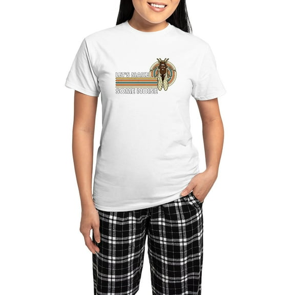 CafePress - Cicadas Let's Make Some Noise Periodical Cicadas - Women's Short Sleeve Print T-Shirt and Pants Light Cotton Pajama Set