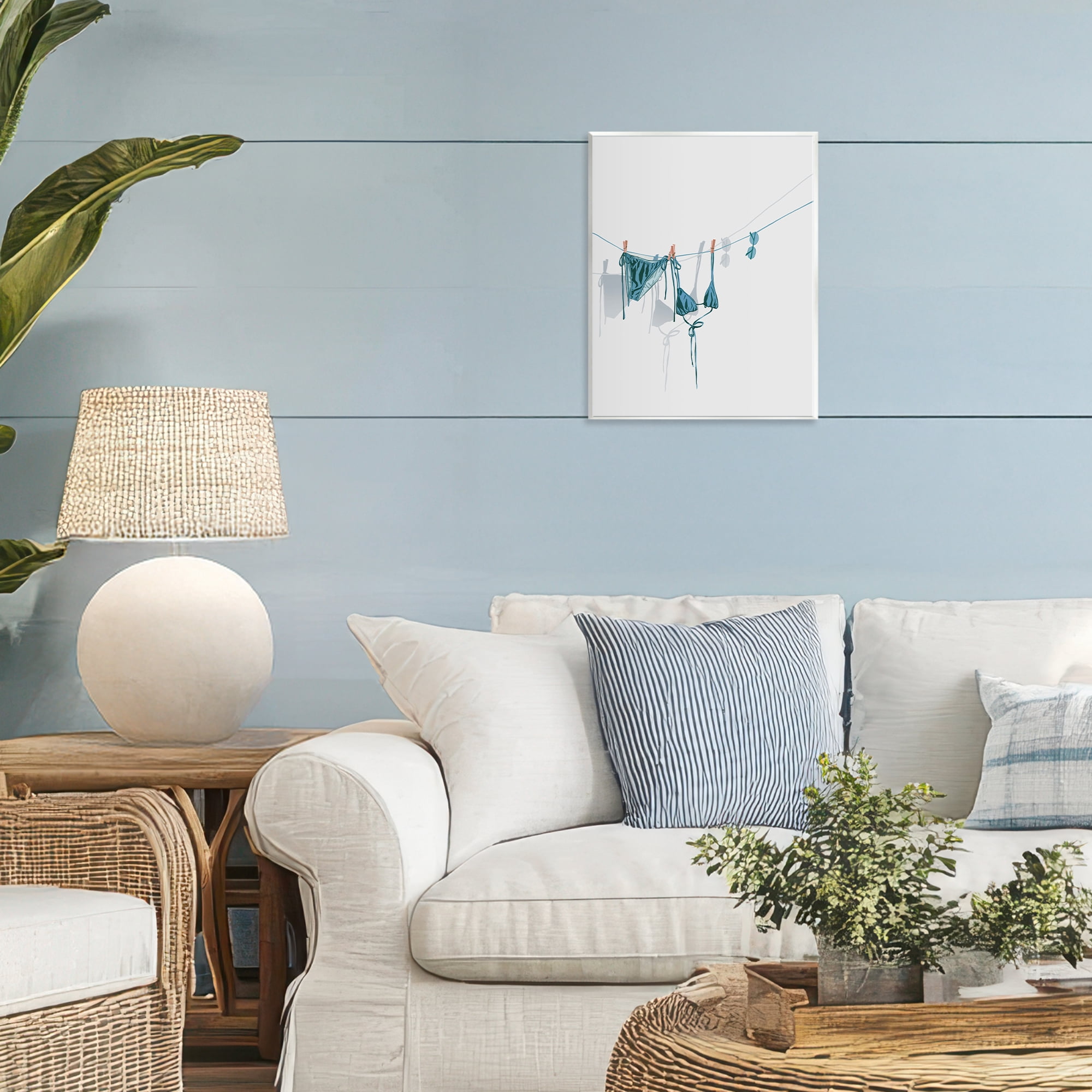 Stupell Industries Teal Bikini on Clothesline Wall Plaque Art, design by Ziwei Li