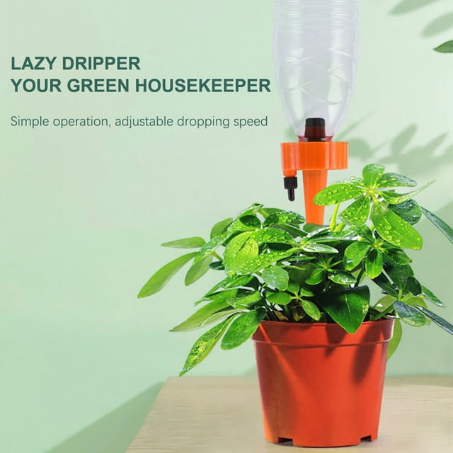 Auto Drip Irrigation System with Slow Release Switch Control Valves Self Water Spike Waterer Tools Adjustable Garden Sprinkler Green 12pcs