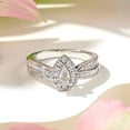 thumbnail image 4 of Eclet Jewels 1.2 Ct Pear Diamond Unique Rings - 14K White Gold Over Halo Ring - Silver Halo Rings Engagement Wedding Gift for Women's - Baguette Fancy New Style Ring for woman's -Proposal Rings, 4 of 11