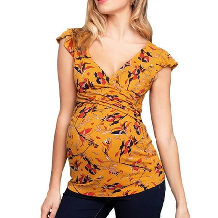 

Avamo Maternity Clothes Womens Floral Printed Nursing Tops Tunic V Neck Breastfeeding Tee Shirts Soft Short Sleeve Pregnancy Pajamas