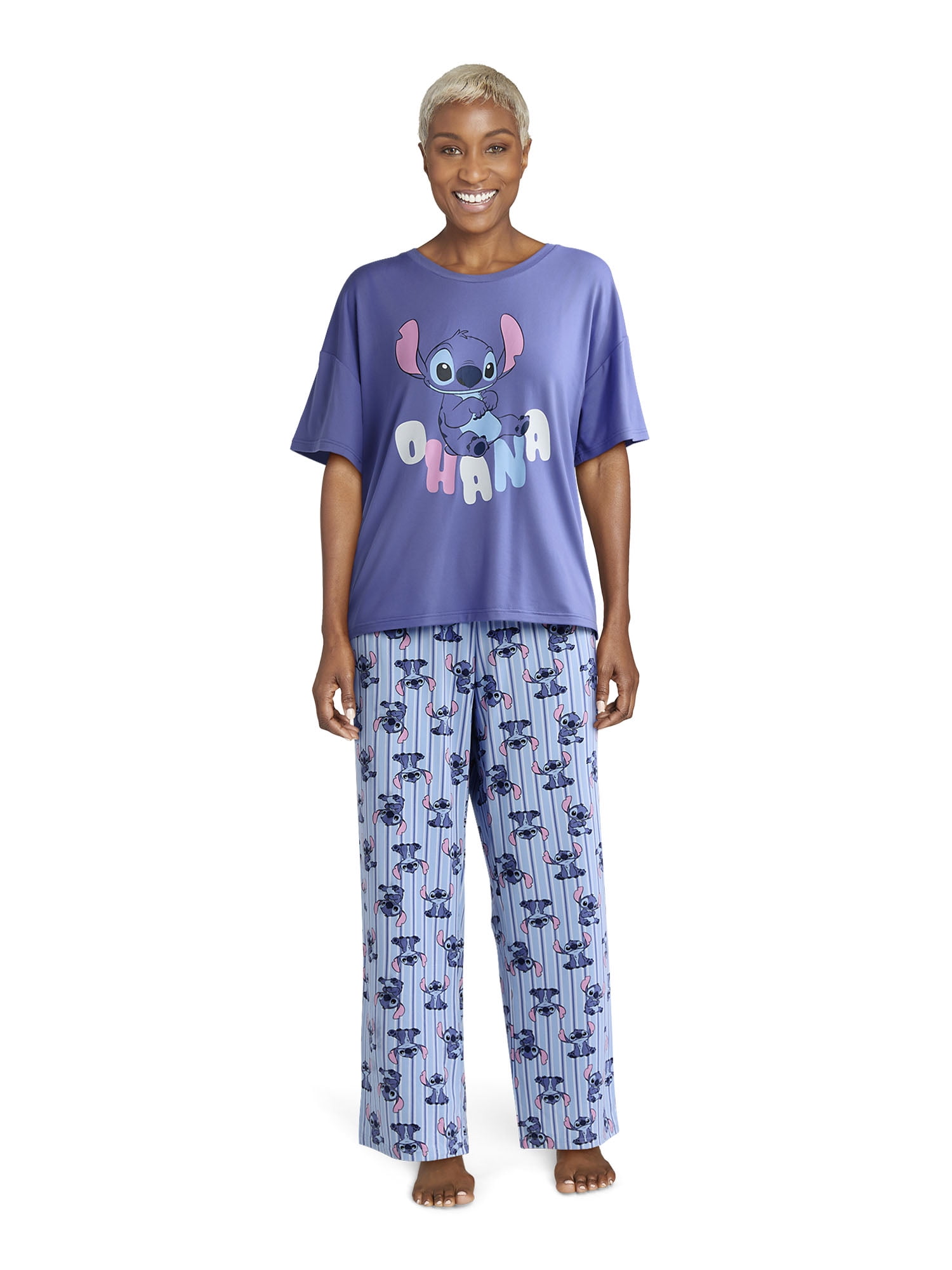 Disney’s Stitch Women's and Women’s Plus Oversized Tee and Pants Pajama Set, 2-Piece, Sizes XS-3X