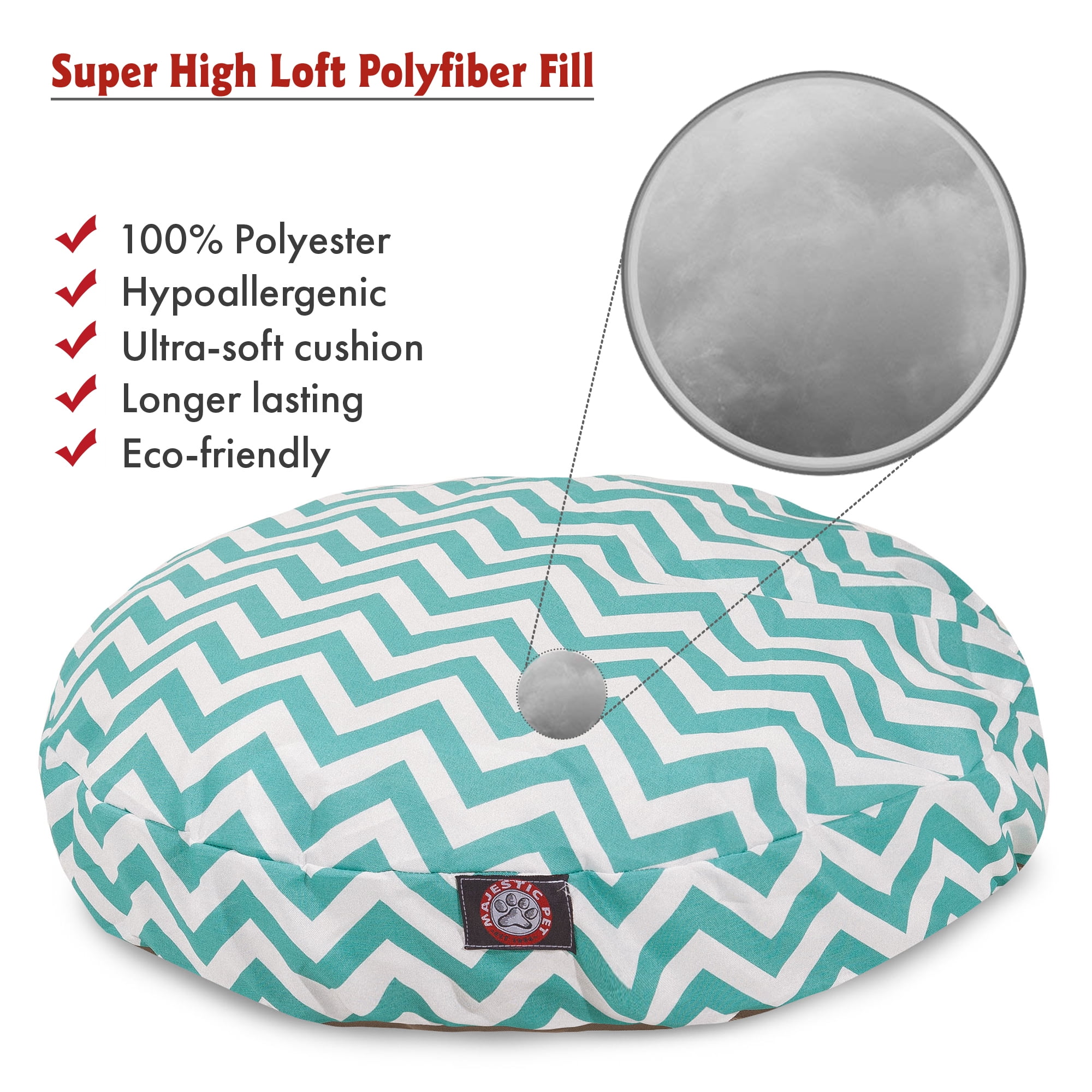 Majestic Pet | Chevron Round Pet Bed For Dogs, Removable Cover, Teal, Large
