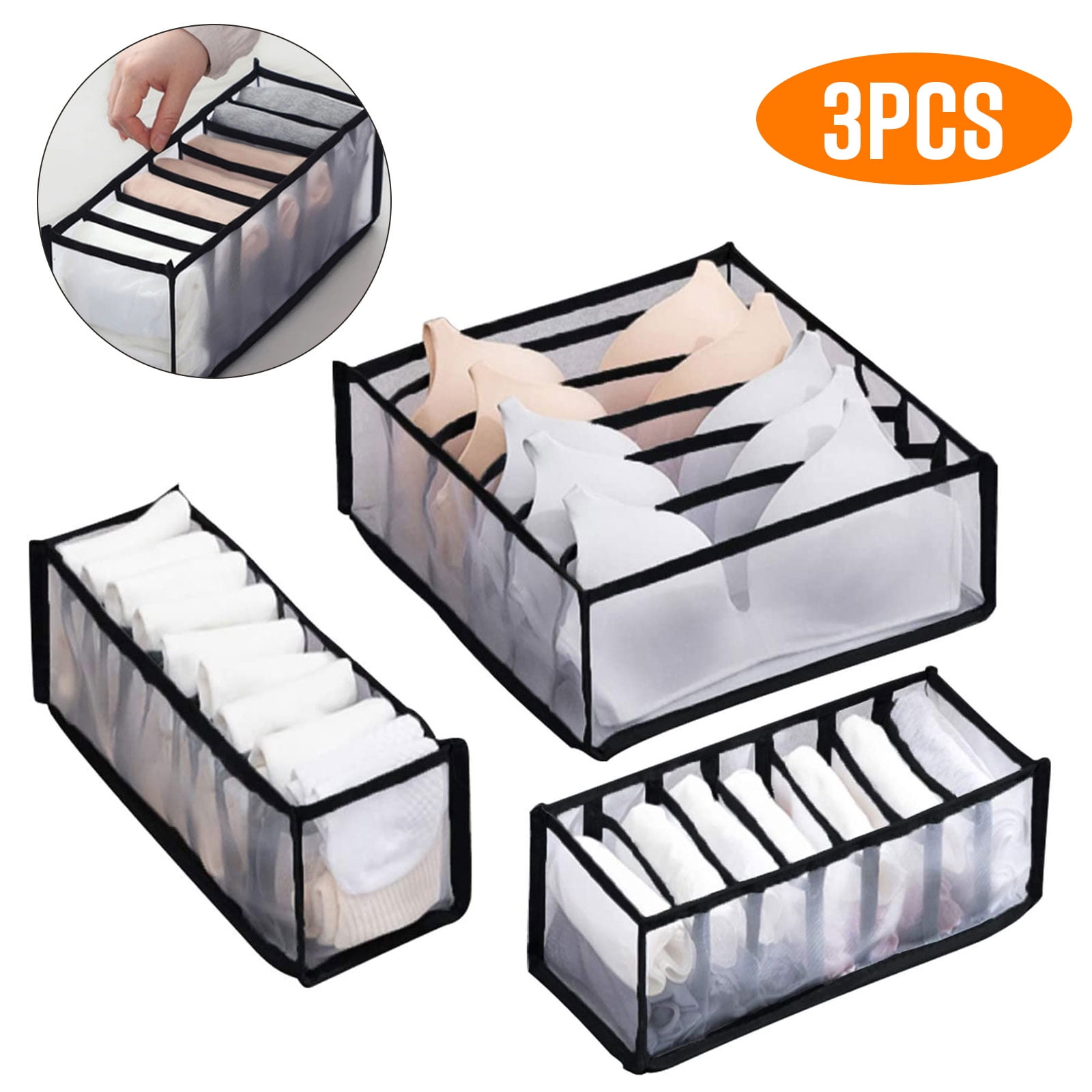 EEEkit Set of 3 Underwear Organizer Drawer Divider, Foldable Breathable