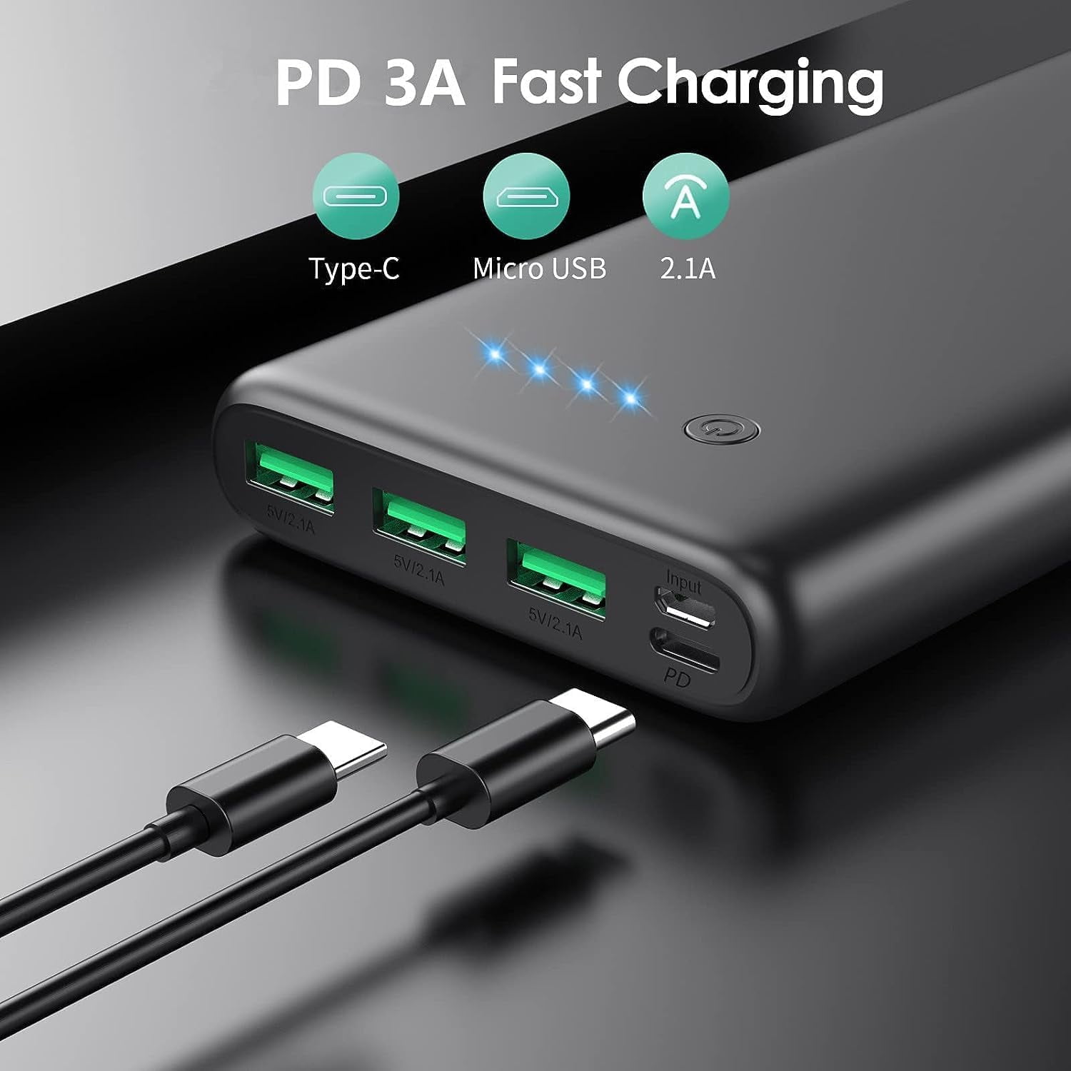 General Portable Charger 36800mAh,4 Outputs Power Bank, Dual Input 5V/3A External Battery Pack,USB-C in&Out High-Speed Charging Backup Charger Compatible with iPhone 16/15/14/13,S23 Android Phone