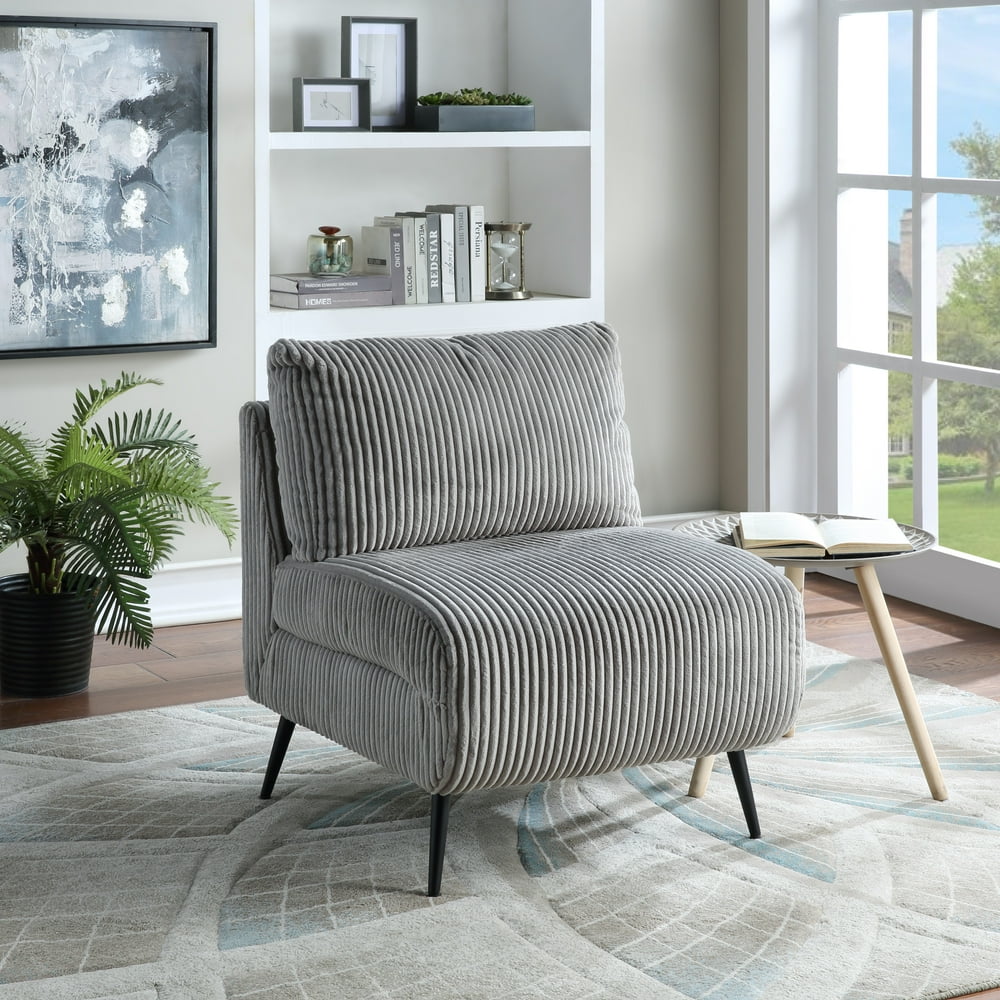 Ovis Nora Fog Gray Armless Corduroy Accent Chair