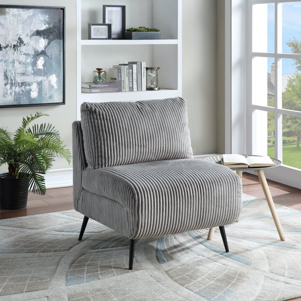 Ovis Nora Fog Gray Armless Corduroy Accent Chair