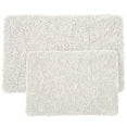 Lavish Home Set of 2 Bathroom Rugs Chenille Memory Foam Bath Mats, White