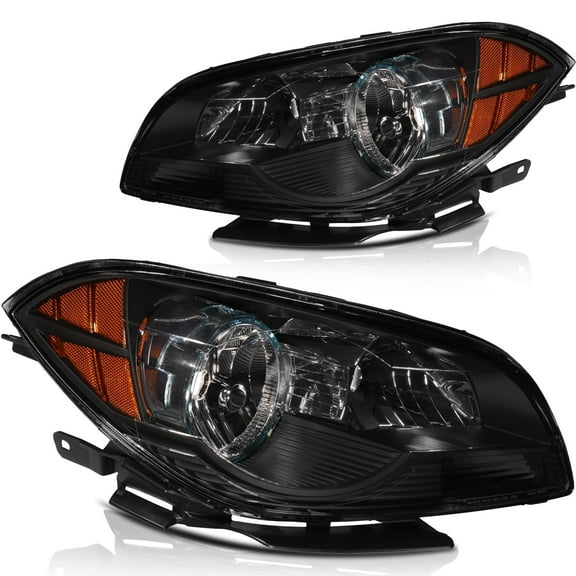 SCITOO Headlight Assembly Fit For Chevrolet Malibu 2008-2012 Headlamp in Chrome Housing Amber Reflector Clear Lens
