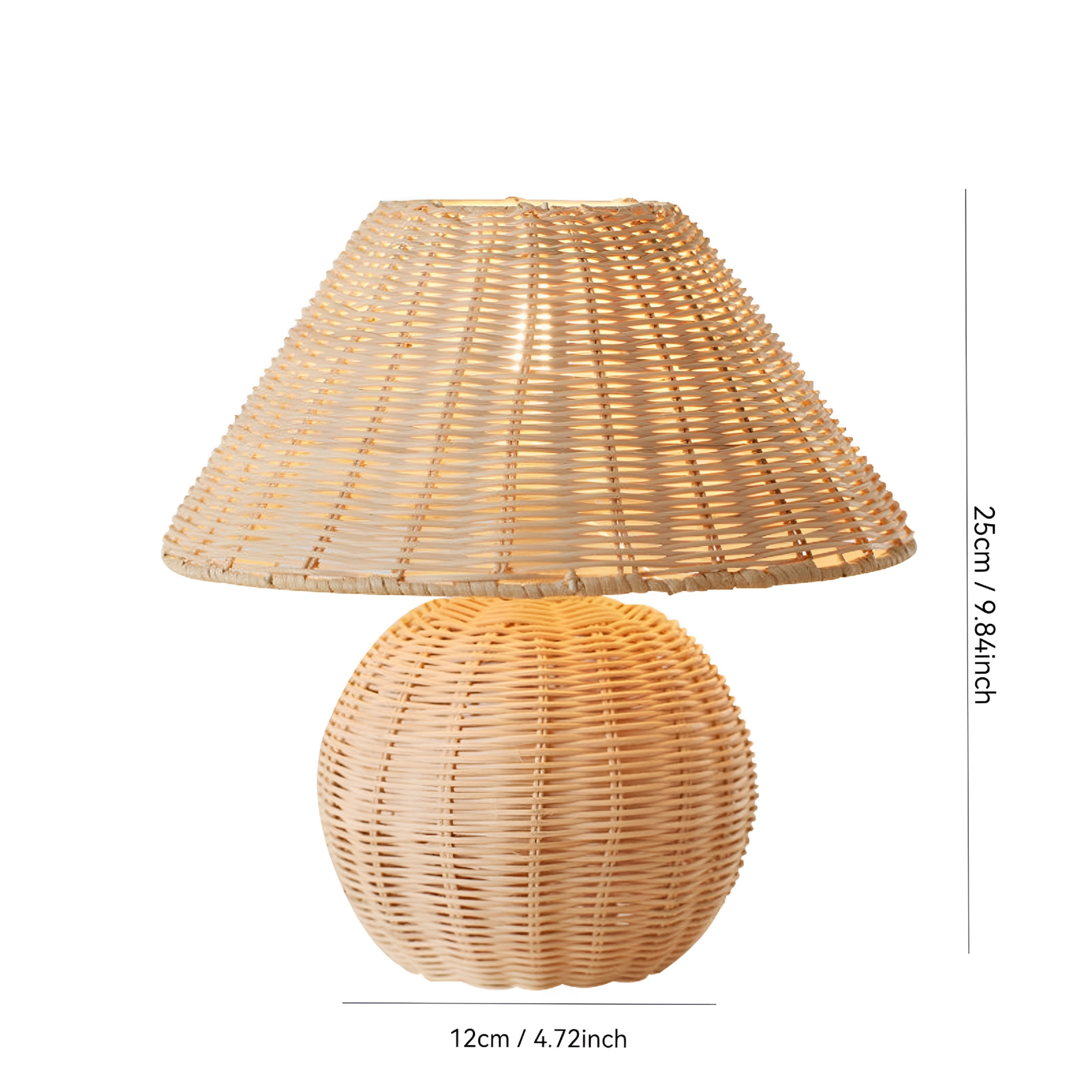 HIBIBUD Handmade Bamboo Rattan Table Lamp,Boho Wicker Bedside Lamp with 3-Color Adjustable Light,Vintage Wooden Nightstand Desk Lamp for Bedroom,Living Room,Entryway,Home Decor Accent