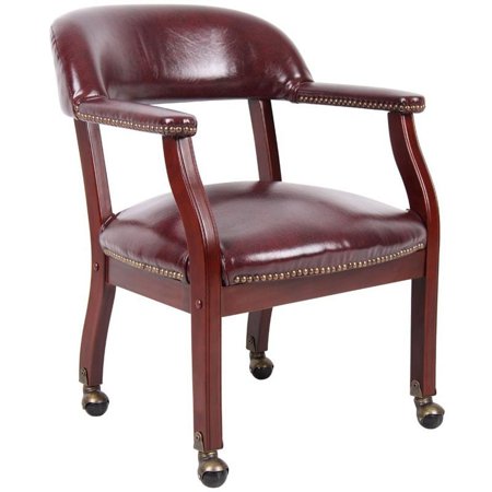 UPC: 0751118954548 | Boss Office Ivy League Faux Leather Executive Mobile Guest Chair in Burgundy