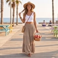 thumbnail image 6 of Sewkxo Women's Flowy A-Line Maxi Skirts 2026 Summer Elastic High Waist Tiered Textured Beach Vacation Long Skirt,Beige L, 6 of 9