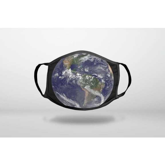 Earth Space Western Hemisphere - 3-Ply Reusable Soft Cloth Face Covering, Unisex, Cotton Inner Layer