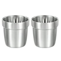 2 Pcs 304 Stainless Steel Cups,6.08oz/180ml Double Wall Water Glasses Step Tumbler Silver