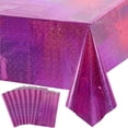 thumbnail image 1 of LAICAIW 8 Pack Iridescence Plastic Tablecloths Shiny Disposable Laser Rectangle Table Covers Holographic Foil Tablecloth Iridescent Party Decoration Birthday Bridal Wedding Christmas 54" x 108"(Pink, 1 of 7
