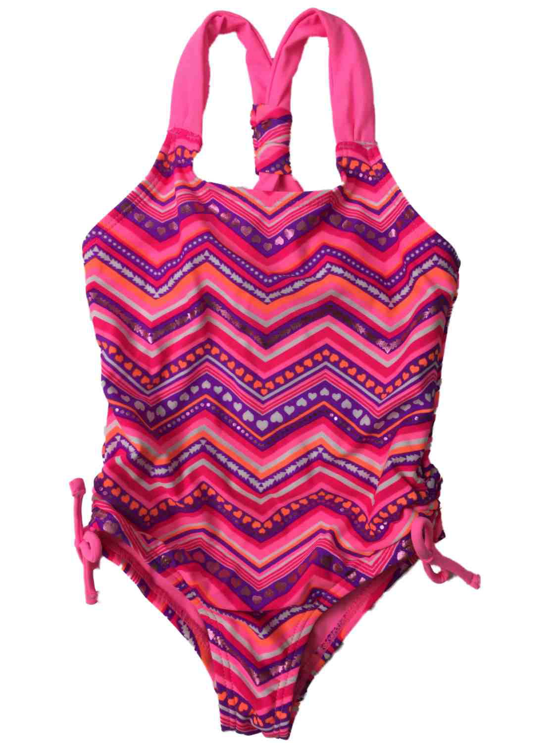 Girls Hot Neon Pink Purple Orange White Swimming Suit Tribal Heart One Piece 4 Walmart Com