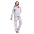 thumbnail image 3 of Amaxer Women's Pure Cotton Long Sleeve Notch Collar Pajama Set - Breathable Lightweight Sleepwear , Soft Loungewear for Spring and Summer & Comfort, 3 of 6