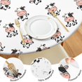 thumbnail image 4 of White Cow Happy Pattern Round Fitted Tablecloth with Elastic Edge,Dining Table Cover Waterproof,Outdoor Round Tablecloth for Camping,Dining,Indoor and Outdoor, 4 of 7
