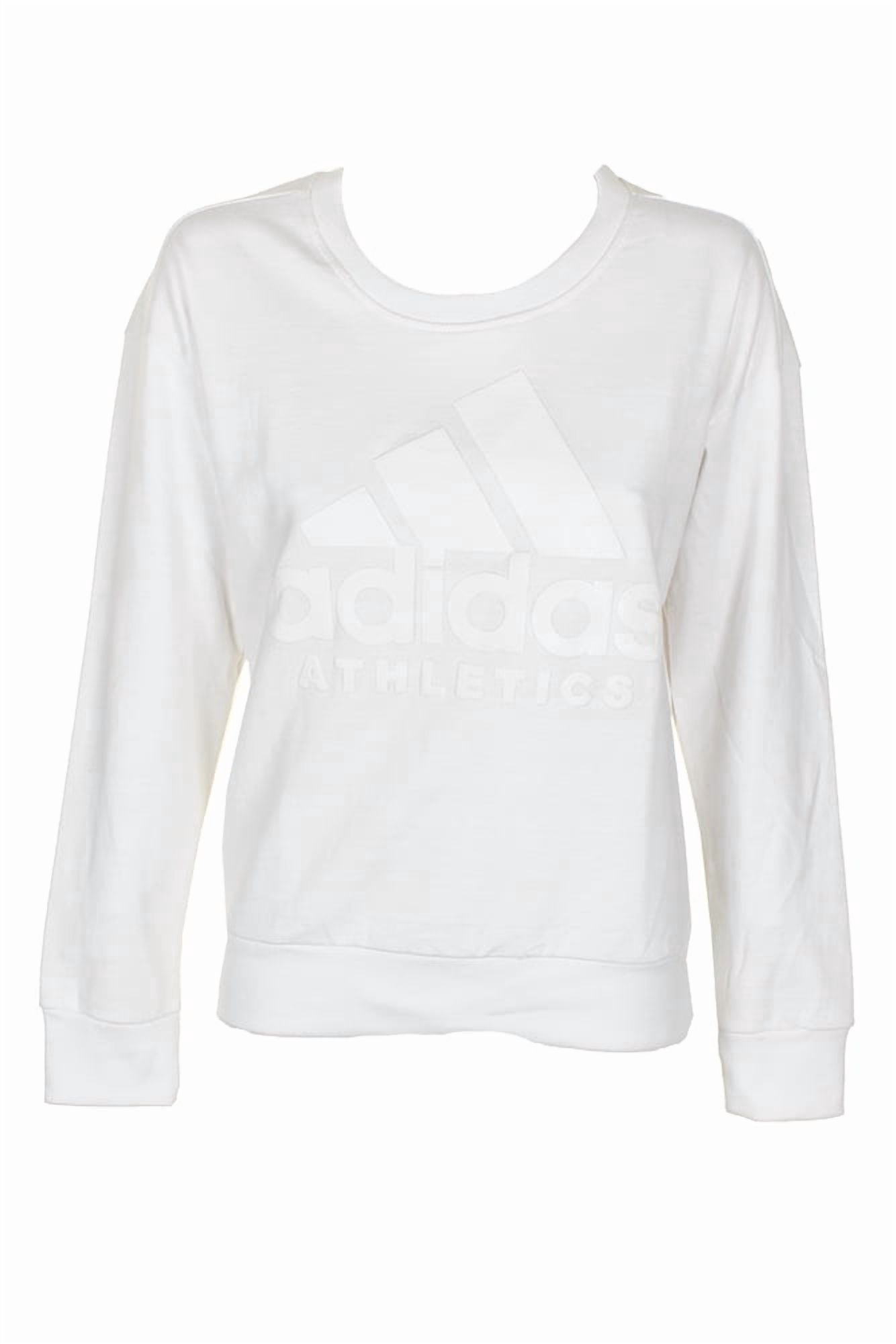 Adidas Ladies Classic Logo Graphic Cotton Crew Neck Sweatshirt White XS