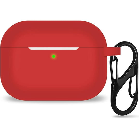 AirPods Pro 2nd/1st Case Cover with Buckle, Full Protective Silicone Skin Accessories for Women Men with Apple AirPods Pro 2nd/1st Charging Case,Front LED Visible,Red
