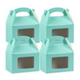 thumbnail image 2 of Restaurantware-Bio Tek 4 x 2.5 x 2.5 Inch Gable Boxes For Party Favors, 100 Attractive Gift Boxes - With Built-In Handle, Disposable, Turquoise Paper Barn Boxes, For Parties, 2 of 11