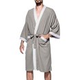thumbnail image 2 of LAICAIW Men's Waffle Kimono Robe Cotton Lightweight Nightgowns Bathrobe Sleepwear, 2 of 6