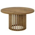 thumbnail image 3 of YYAo 31.5Inch Farmhouse Wooden Circle Modern Coffee Tables with Cylindrical Hollow Base, Center Table for Living Room, Home Office, Small Space, Easy to Assemble, Rustic Brown, 3 of 4