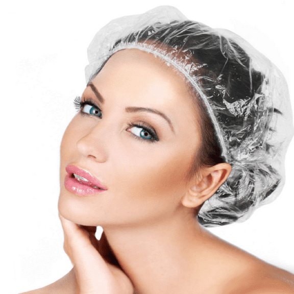 30pcs Disposable Shower Caps-Multi-Purpose Thickening Elastic Bath Cap Plastic Waterproof Clear Shower Cap Bath Shower Caps Women Spa,Men Hair Caps,Home Use,Hotel and Hair Salon, Travel.(Size 46CM)