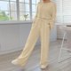 thumbnail image 1 of Pantalones Trajes casuales de 2 piezas para mujer, suéteres sueltos y pantalones palazzo, traje simple para el hogar Cgtredaw Beige T L para Mujer, 1 of 6