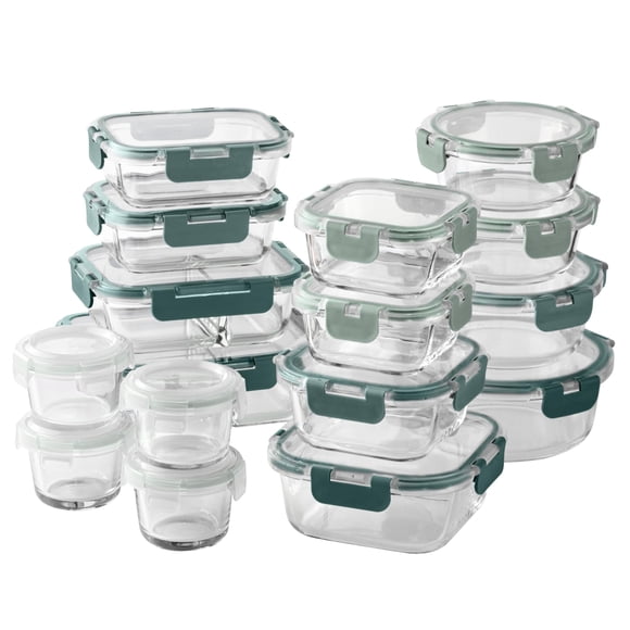 Set de recipientes para comida COOK WITH COLOR Premium, 32 unidades Vidrio borosilicato