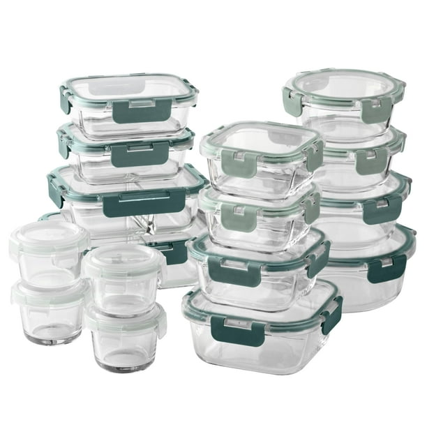 Set de recipientes para comida COOK WITH COLOR Premium, 32 unidades Vidrio borosilicato