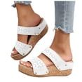 thumbnail image 1 of Sandales Pantoufles à Plateforme Compensée pour Femmes, Mode, Cuir, Bout Ouvert, Talon Compensé Épais, à Talons Hauts, à Enfiler, Claquettes Habillées, 1 of 7