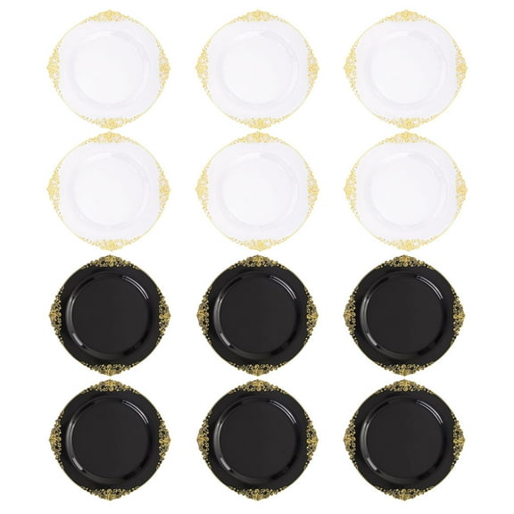 GOOHOCHY 12Pcs Party Serving Plates Decorative Food Plates Disposable Party Plates Stackable Food Plates