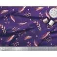 thumbnail image 3 of Soimoi Purple Rayon Fabric Leaves & Feather Print Fabric by the Yard 56 Inch Wide, 3 of 3