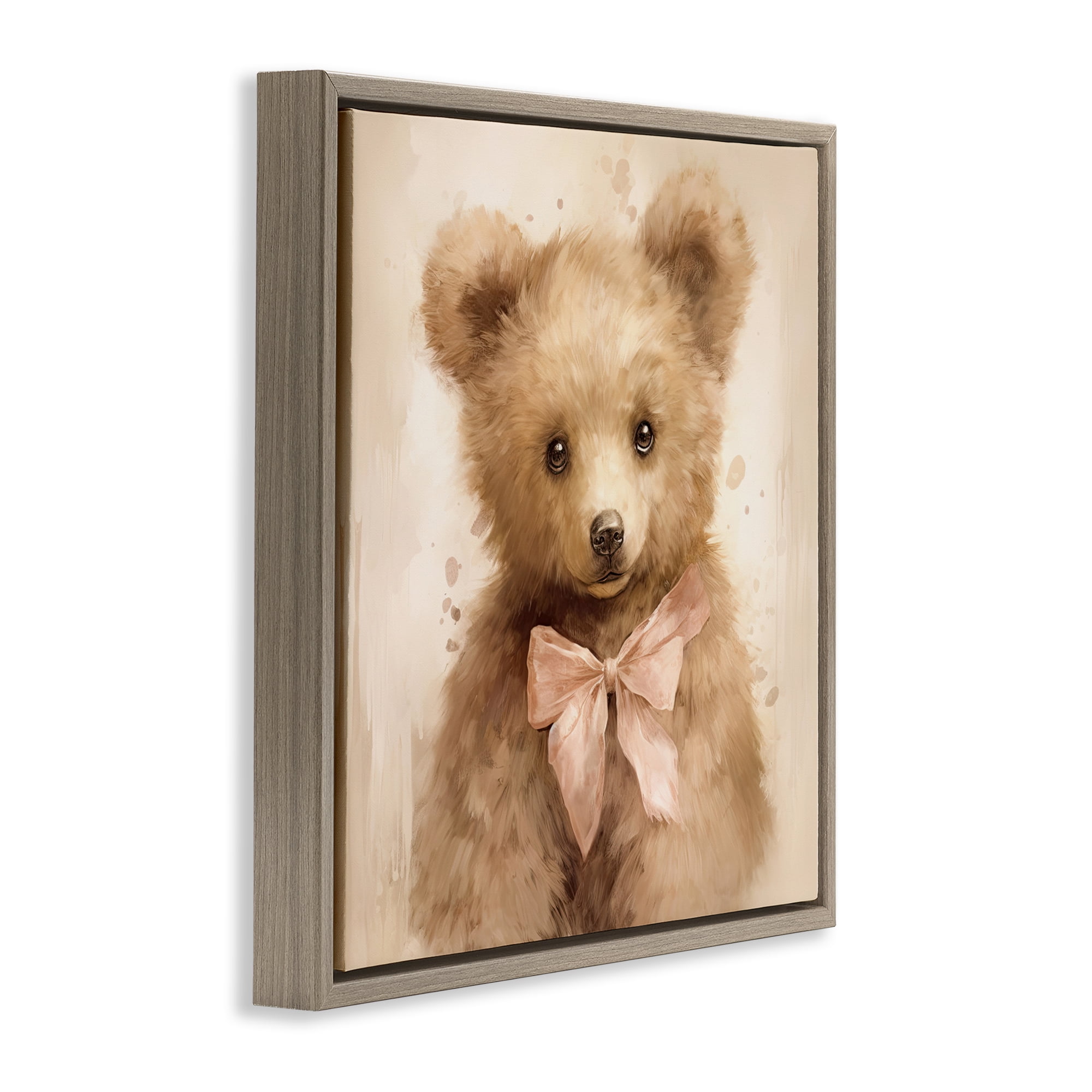 Stupell Industries Little Baby Bear Brown Framed Floater Canvas Wall Art, design by Tina LeCour
