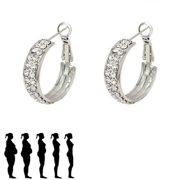 Gzwccvsn Lymphatic Activity Hoop Earrings, Lymphatic Drainage Slimming Hoop Earrings Metal Ear Nail Multilayer Diamond Inlaid C-shaped