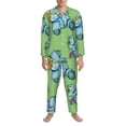 thumbnail image 3 of Salouo Motorcycle Riding Dinosaur Print Button-Front Long Sleeve Pajama Set for Men, Soft 2Pjs Men's Long Sleeve Sleepwear-Medium, 3 of 7