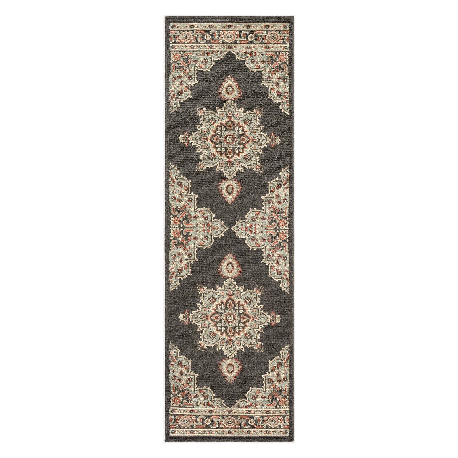 Livabliss Alfresco Oriental Area Rug, Black ,5'3" x 7'7"