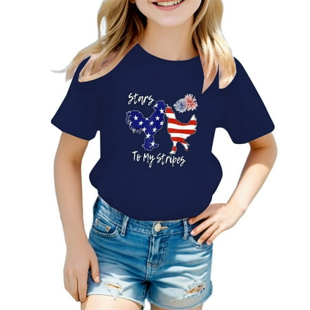 

KDFJPTH Kids Boys America Flag Shirts 4Th Of July T Shirt Girls Patriotic Tee Independence Day Clothes Toddler Tops