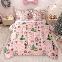 Manfei Retro Nutcracker Soldier 7-Piece Twin Bedding Sets,Cartoon Unicorn Ballet Princess Bedding Comforter Set,Chic Xmas Tree Sheet Sets For Child,Breathable Home Decor Reversible