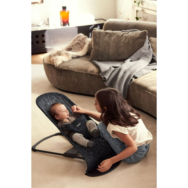 BabyBjorn Bouncer Bliss, Black frame, Mesh, Anthracite/Leopard