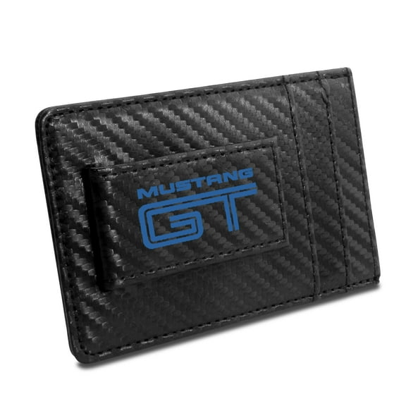 Ford Mustang GT in BlueBlack Carbon Fiber RFID Card Holder Wallet