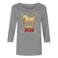 thumbnail image 5 of TaTaai Womens New Year Celebration 2026 Print Three Quarter Sleeve Top Round Neck Casual Blouse Holiday Festival Party Wear Gift, 5 of 5