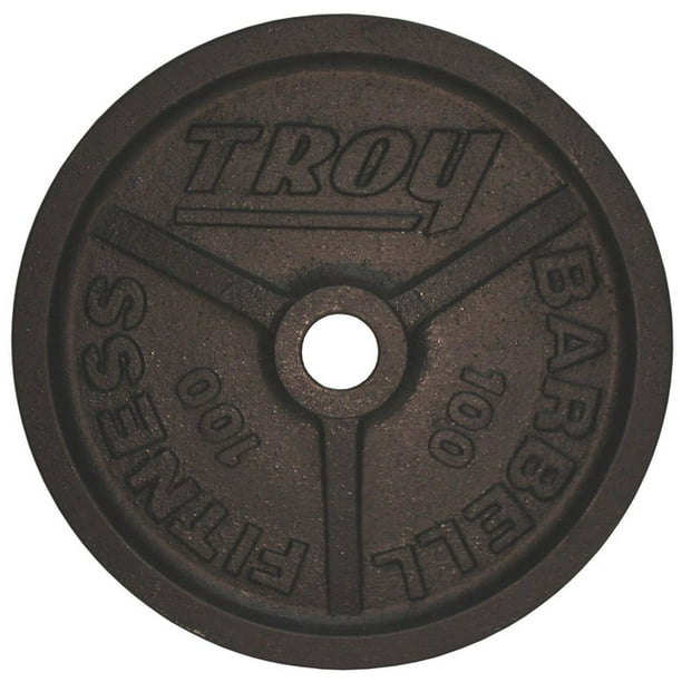 100 Lbs. Olympic Weight Plate, Black Cast Iron Gym Quality