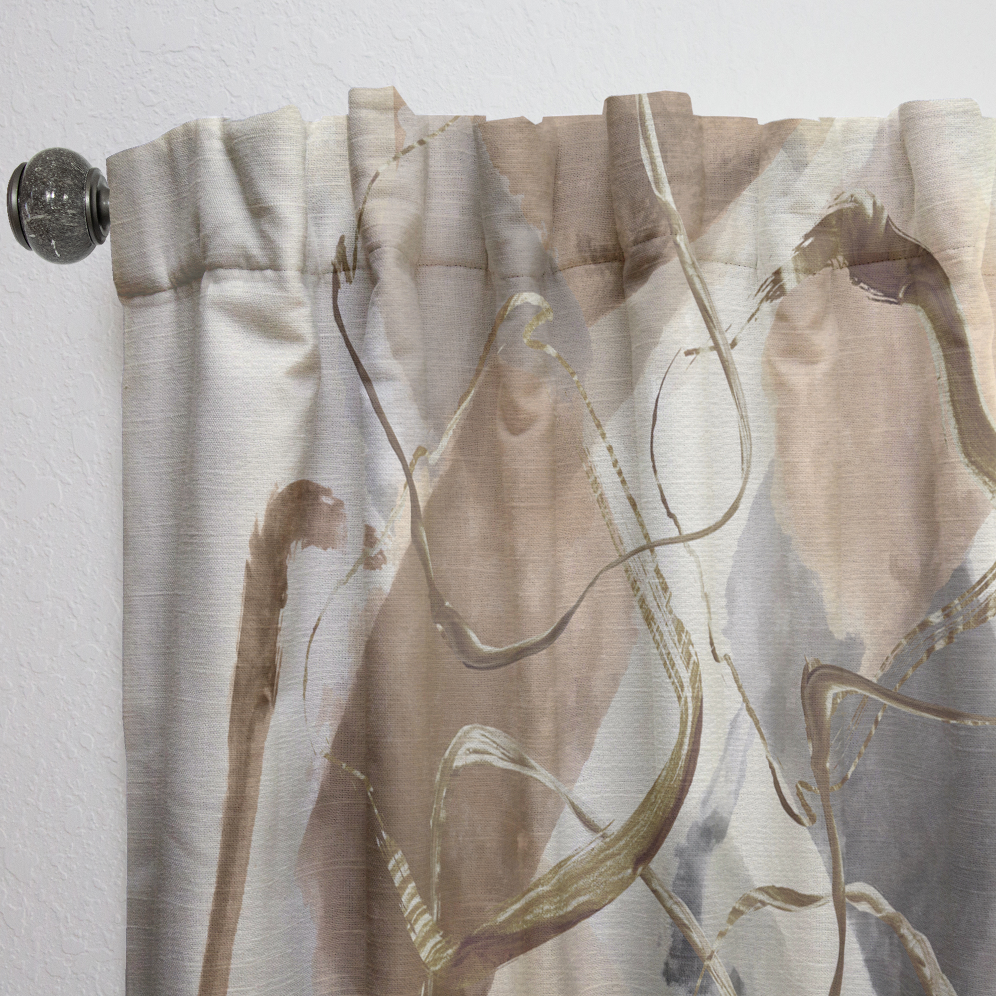 Designart 'Abstract Gold Glam Squares III' Modern & Contemporary Curtain Panel