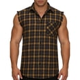 thumbnail image 2 of Men'S Plaid Lapel Sleeveless Shirt Vest, Sleeveless Button Up Vest With Pockets, Summer Casual Wear, 2 of 9
