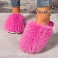 thumbnail image 4 of Juosiy Women's Faux Furry Slippers Flat Cute Fluffy Bedroom Indoor Outdoor Long Hair Slip on Slide Shoes, 4 of 9