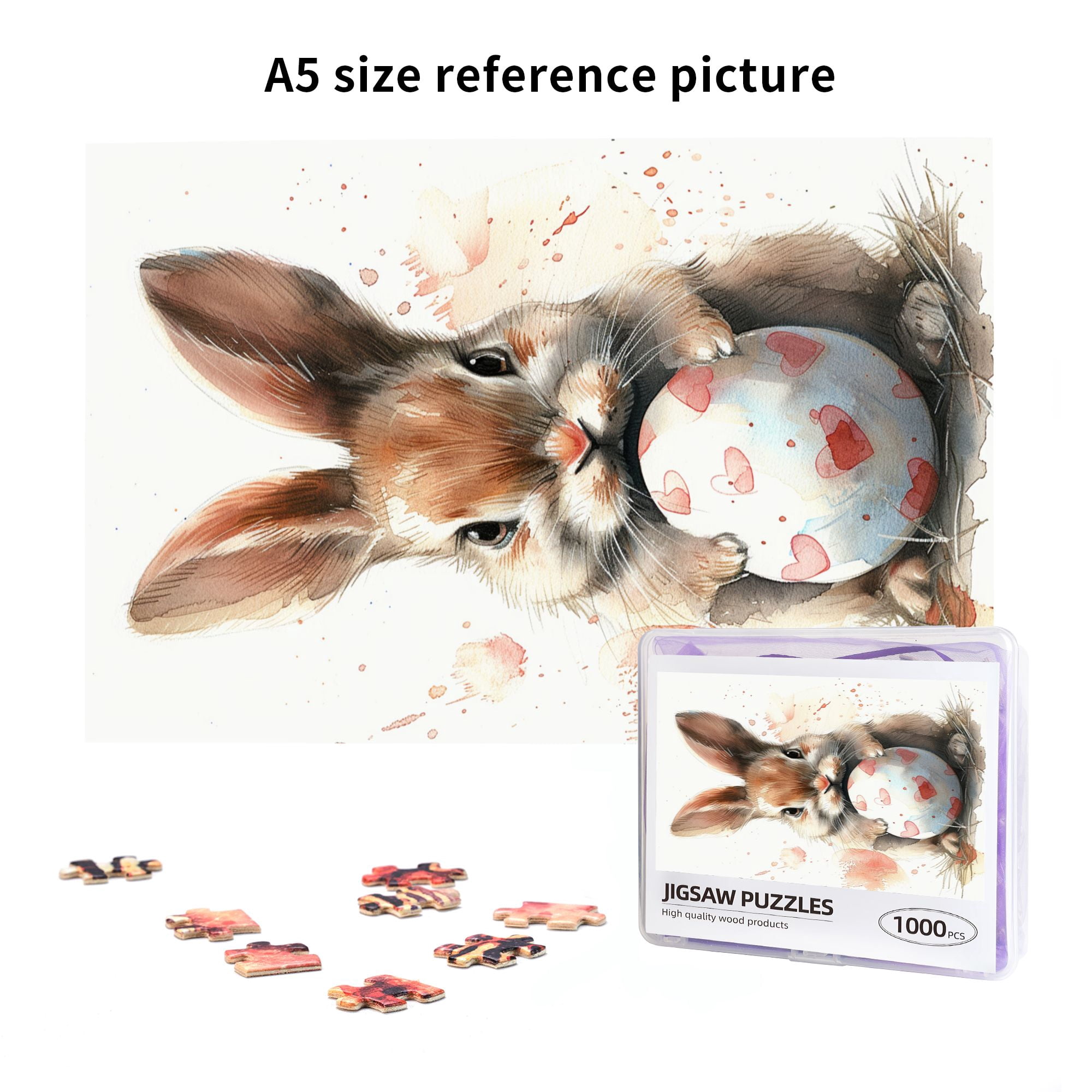 1000 PCS Cute rabbits & Colorful eggs puzzles for adults 1000 pieces,Unique and Beautiful Design,Wonderful imagination,Relax yourself,Charm Animal Wooden Puzzle,Relax yourself,for Animal Lovers Gift